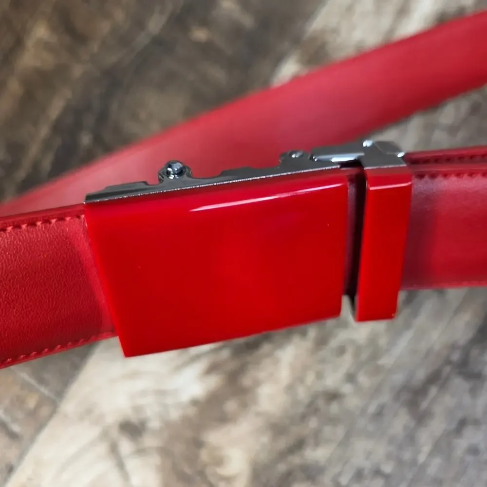 Red Leather Slider Belt